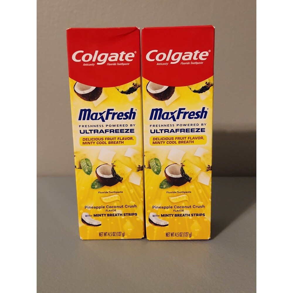 2 Colgate Max Fresh Anticavity Fluoride Toothpaste Mint Pineapple Coconut Crush